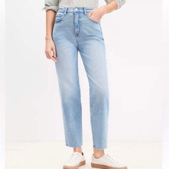 LOFT Denim - Loft The Straight distressed light wash jeans